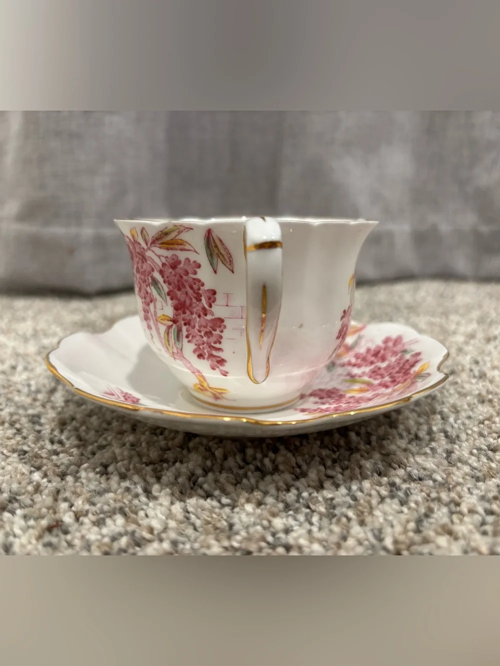 Vintage Royal Stafford Maded in England Bone China Teacup Saucer Set “Wisteria”